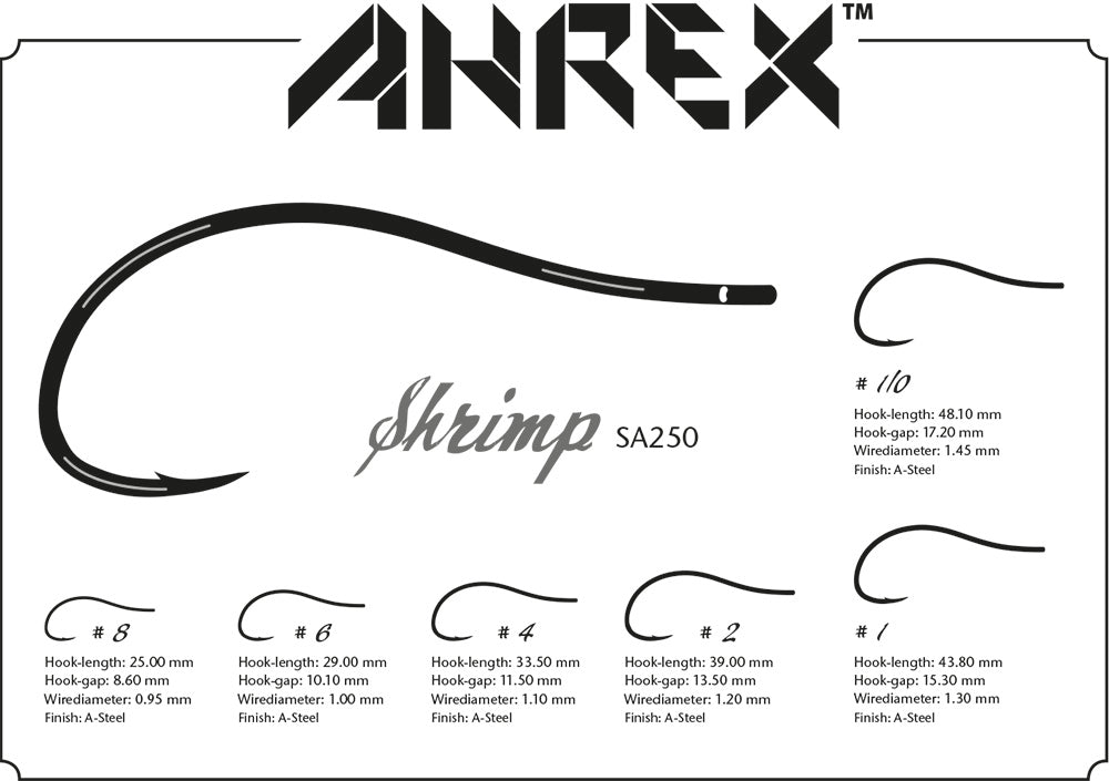 Ahrex SA250 Shrimp Fly Hooks Pkt-12