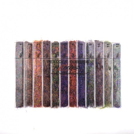 Hends Peacock Dubbing Selection Box- 12 colours